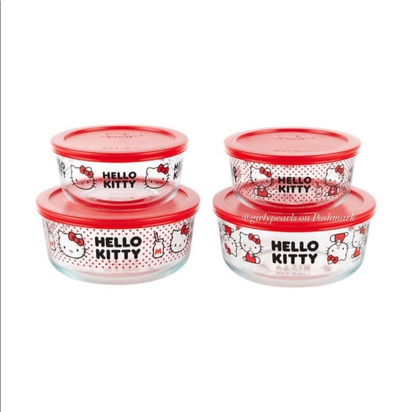 Pyrex Hello Kitty Containers 8 Piece Set NEW - Picture 3 of 9